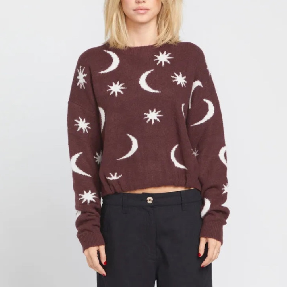 VOLCOM Women's Nyte Stone Sweater Espresso. Large